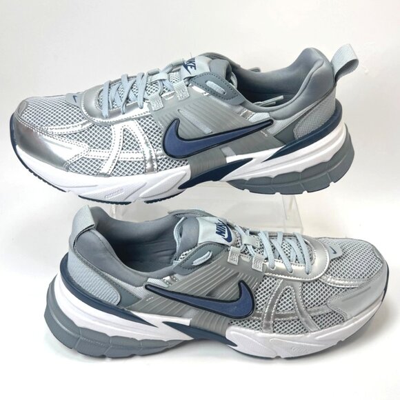 Nike V2K Run Sneakers Silver/Blue Men Running Sneakers Size 12.5 - Picture 2 of 10